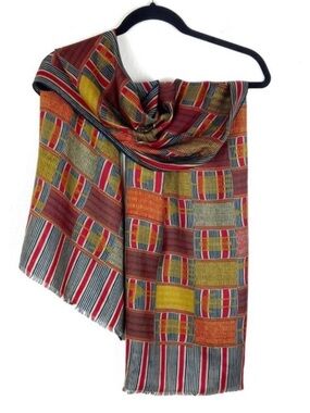 Vintage Smithsonian Institution 1985 100 % silk scarf West African textile print